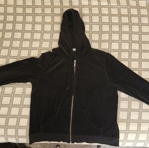 Liz & Co. Petite XL Black Hooded Longsleeve Velour Jacket